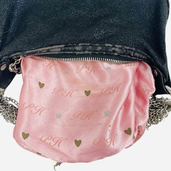 VTG 2000s Black Paris Hilton Chain Strap Mini Bag Purse Charms DISTRESSED WORN - Picture 11 of 16